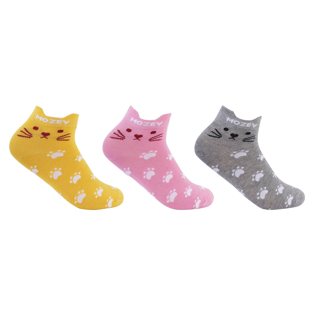 Women's Cat Sneaker Socks-Pair of 3