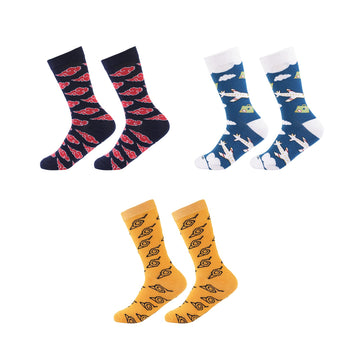 Men's Formal Socks-Airport/Akatsuki/Naruto Edition-Pair of 3