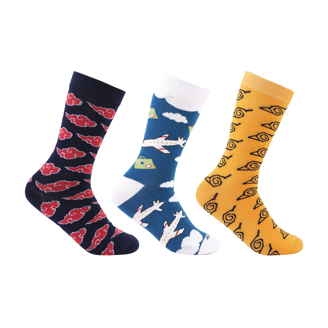 Men's Formal Socks-Airport/Akatsuki/Naruto Edition-Pair of 3